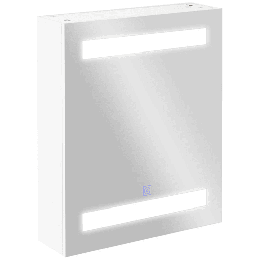 HOMCOM Armário Casa de Banho com Espelho e Luz LED Armário com Espelho com 2 Prateleiras de Armazenamento e Interruptor Tátil 550x15x60 cm Branco