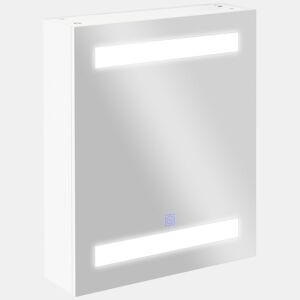 HOMCOM Armário Casa de Banho com Espelho e Luz LED Armário com Espelho com 2 Prateleiras de Armazenamento e Interruptor Tátil 550x15x60 cm Branco