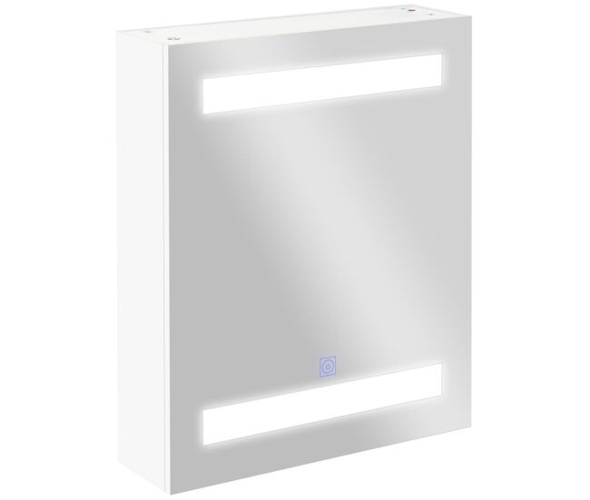 Homcom armario de baño con espejo y luz led mueble espejo de pared con 2 estantes de almacenamiento e interruptor táctil para dormitorio aseo 50x15x60