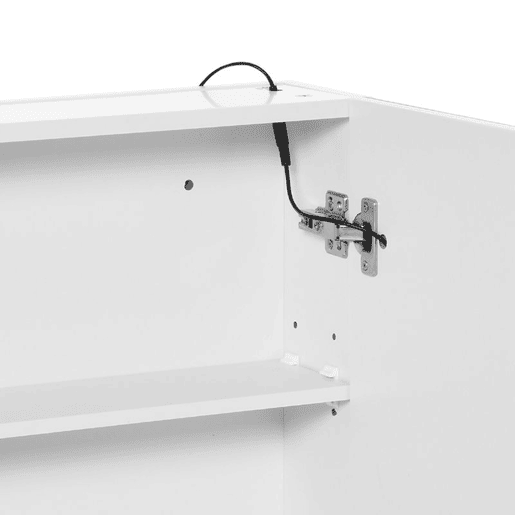 HOMCOM Armário Casa de Banho com Espelho e Luz LED Armário com Espelho com 2 Prateleiras de Armazenamento e Interruptor Tátil 550x15x60 cm Branco