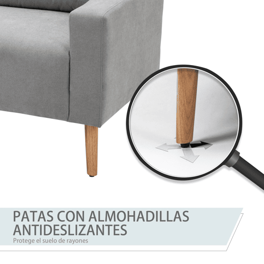 HOMCOM Sofá de 2 Lugares Sofá Moderno Estofado em Poliéster com 2 Almofadas Apoio para os Braços e Pés de Madeira de Borracha para Dormitório Escritório 145x76x88 cm Cinza