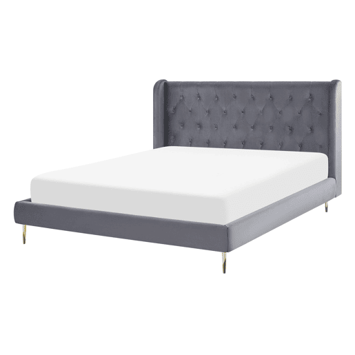 Cama Veludo FORBACH 140 x 200 cm Cinzento