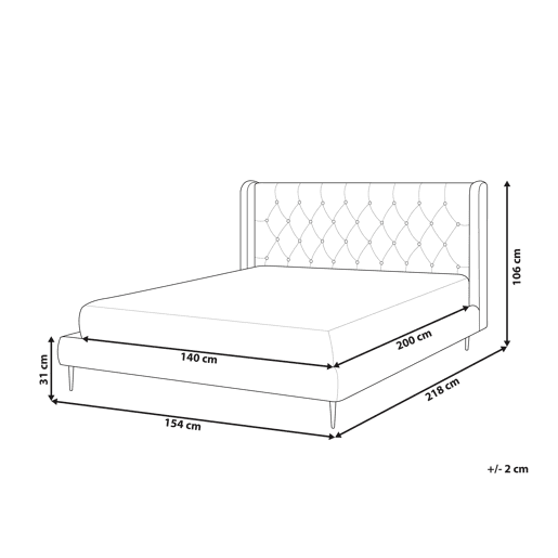 Cama Veludo FORBACH 140 x 200 cm Cinzento