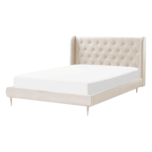 Cama Veludo FORBACH 140 x 200 cm Creme