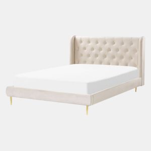 Cama Veludo FORBACH 140 x 200 cm Creme