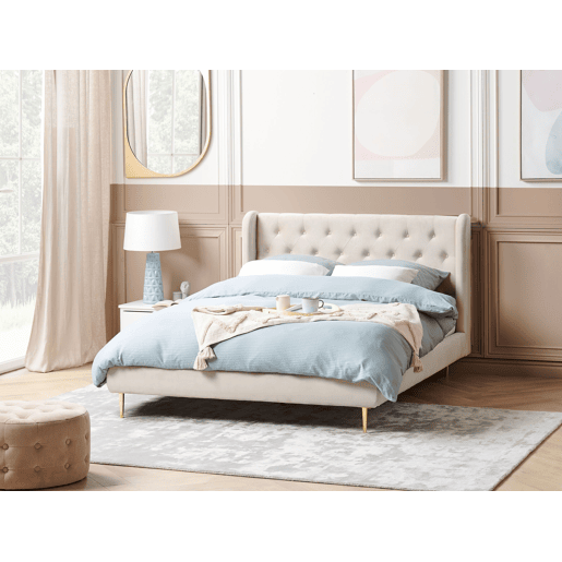 Cama Veludo FORBACH 140 x 200 cm Creme