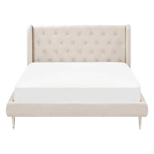 Cama Veludo FORBACH 140 x 200 cm Creme