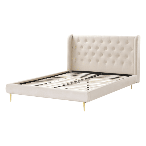 Cama Veludo FORBACH 140 x 200 cm Creme