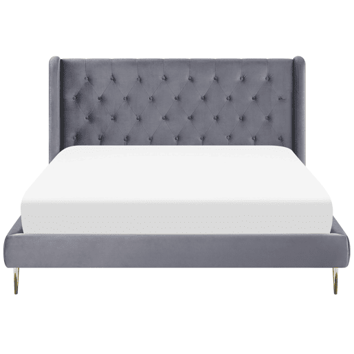 Cama Veludo FORBACH 180 x 200 cm Cinzento