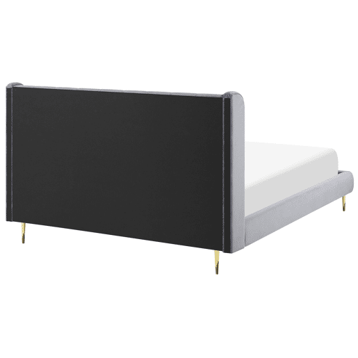Cama Veludo FORBACH 180 x 200 cm Cinzento