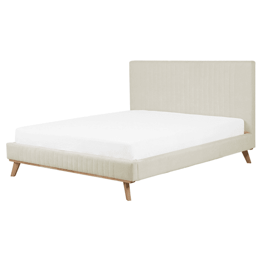 Cama Chenille TALENCE 160 x 200 cm Creme claro