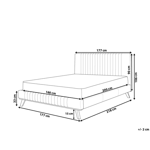 Cama Chenille TALENCE 160 x 200 cm Creme claro