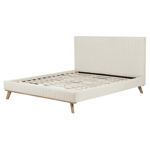 Cama Chenille TALENCE 160 x 200 cm Creme claro