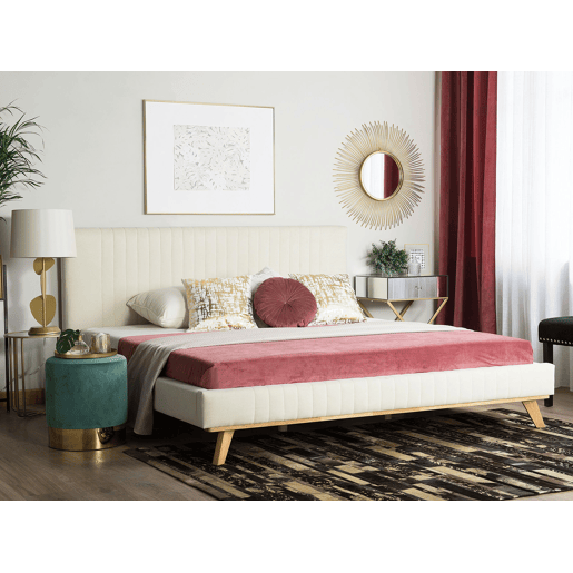 Cama Chenille TALENCE 180 x 200 cm Creme claro