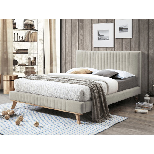 Cama Chenille TALENCE 180 x 200 cm Creme claro