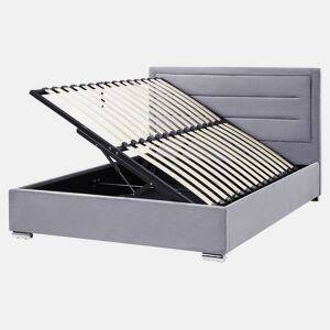 Cama baú Veludo ROUEN 160 x 200 cm Cinzento escuro