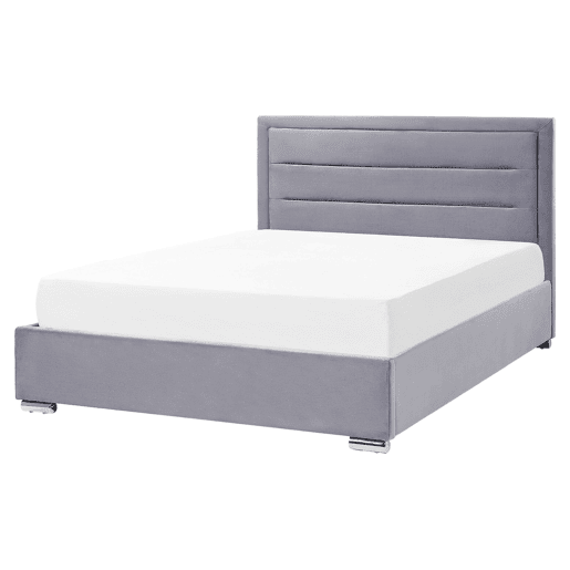 Cama baú Veludo ROUEN 160 x 200 cm Cinzento escuro