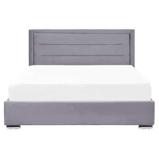 Cama baú Veludo ROUEN 160 x 200 cm Cinzento escuro