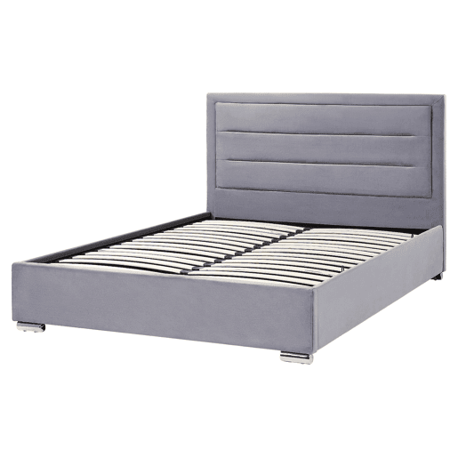 Cama baú Veludo ROUEN 160 x 200 cm Cinzento escuro