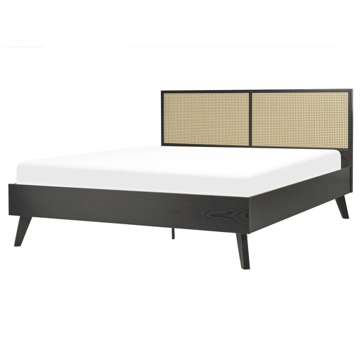 Cama Rattan MONPAZIER 160 x 200 cm Preto