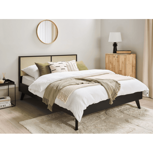 Cama Rattan MONPAZIER 160 x 200 cm Preto
