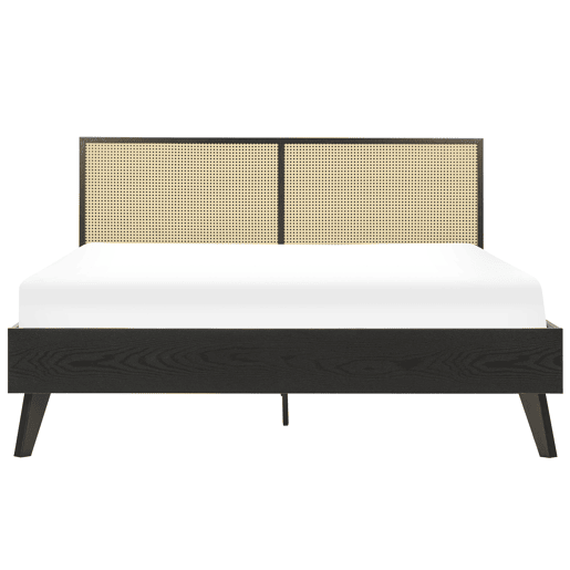 Cama Rattan MONPAZIER 160 x 200 cm Preto