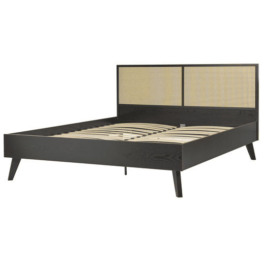 Cama Rattan MONPAZIER 160 x 200 cm Preto