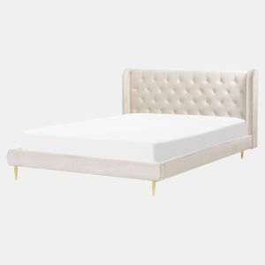 Cama Veludo FORBACH 160 x 200 cm Creme