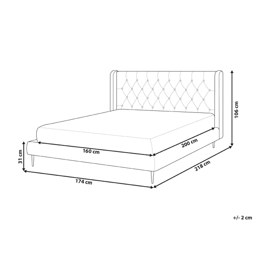 Cama Veludo FORBACH 160 x 200 cm Creme