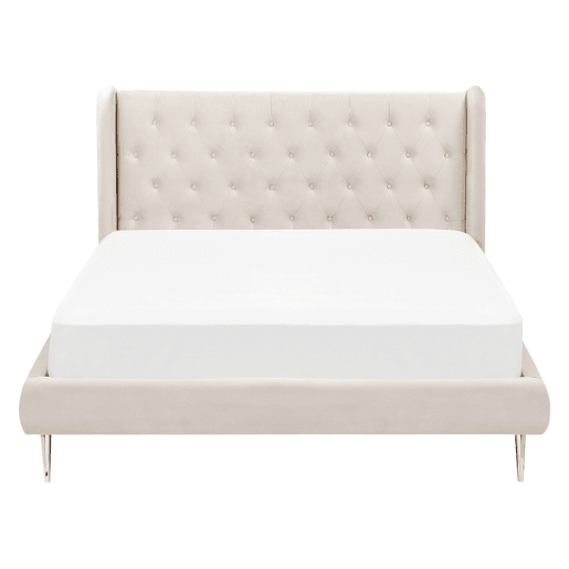 Cama Veludo FORBACH 160 x 200 cm Creme
