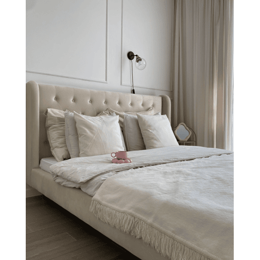 Cama Veludo FORBACH 160 x 200 cm Creme