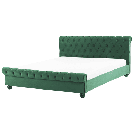 Cama de água Veludo AVALLON 160 x 200 cm Verde esmeralda