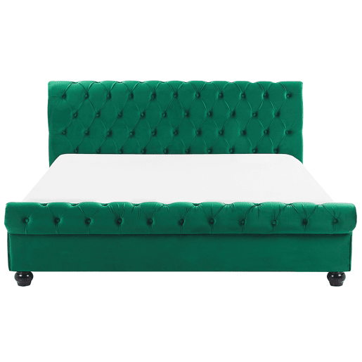 Cama de água Veludo AVALLON 160 x 200 cm Verde esmeralda
