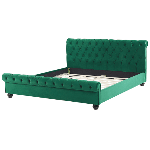 Cama de água Veludo AVALLON 160 x 200 cm Verde esmeralda