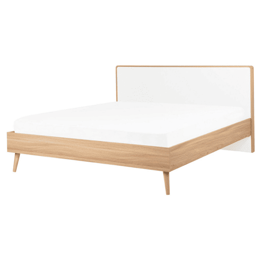 Cama com LED SERRIS 160 x 200 cm Castanho claro