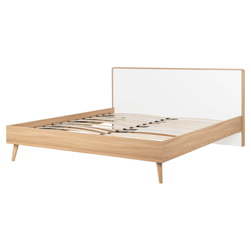 Cama com LED SERRIS 160 x 200 cm Castanho claro