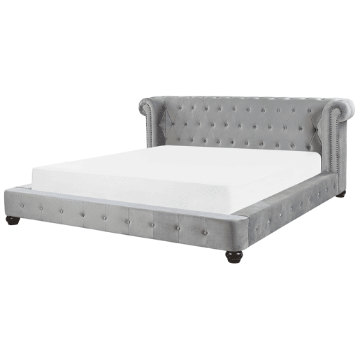 Cama de água Veludo CAVAILLON 180 x 200 cm Cinzento claro