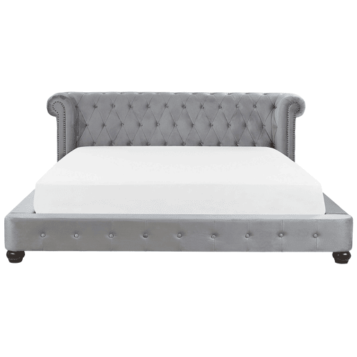 Cama de água Veludo CAVAILLON 180 x 200 cm Cinzento claro