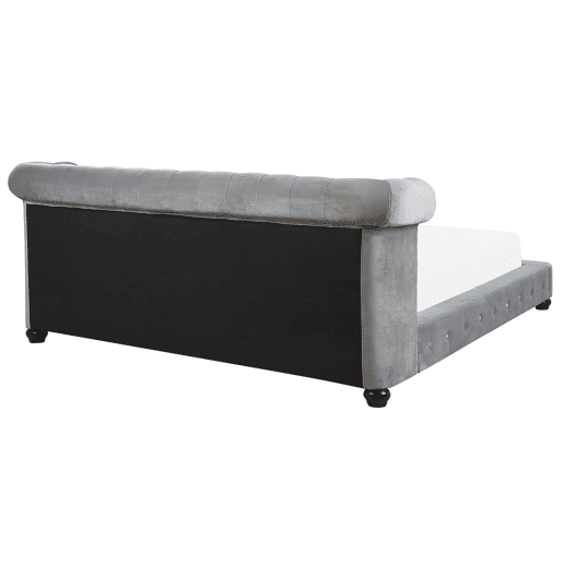 Cama de água Veludo CAVAILLON 180 x 200 cm Cinzento claro