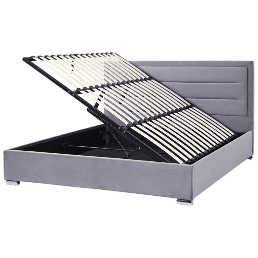 Cama baú Veludo ROUEN 180 x 200 cm Cinzento escuro