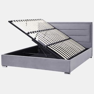 Cama baú Veludo ROUEN 180 x 200 cm Cinzento escuro