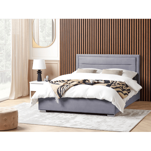 Cama baú Veludo ROUEN 180 x 200 cm Cinzento escuro