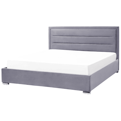 Cama baú Veludo ROUEN 180 x 200 cm Cinzento escuro