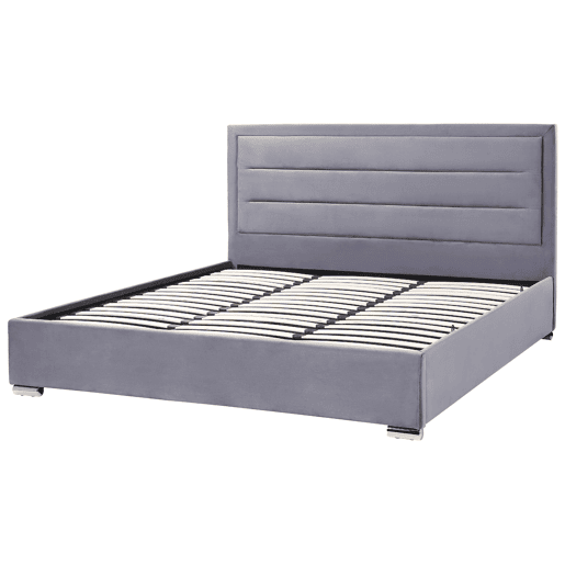 Cama baú Veludo ROUEN 180 x 200 cm Cinzento escuro