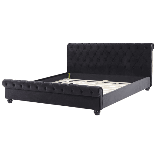 Cama de água Veludo AVALLON 180 x 200 cm Preto