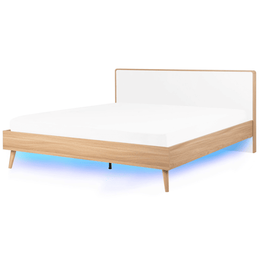 Cama com LED SERRIS 180 x 200 cm Castanho claro