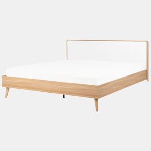 Cama com LED SERRIS 180 x 200 cm Castanho claro