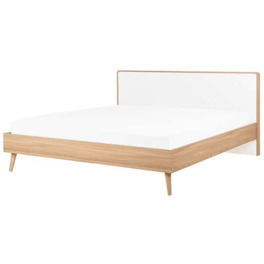 Cama com LED SERRIS 180 x 200 cm Castanho claro