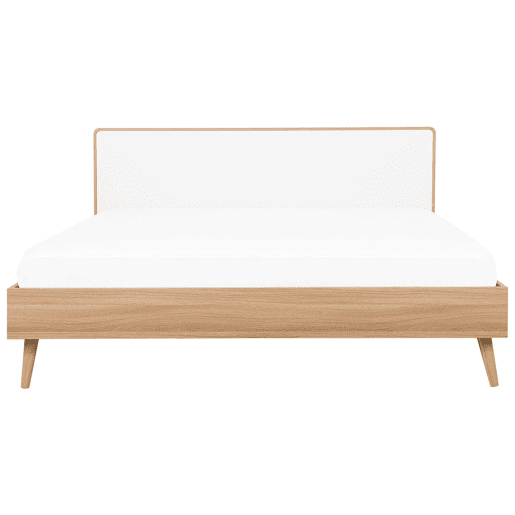 Cama com LED SERRIS 180 x 200 cm Castanho claro
