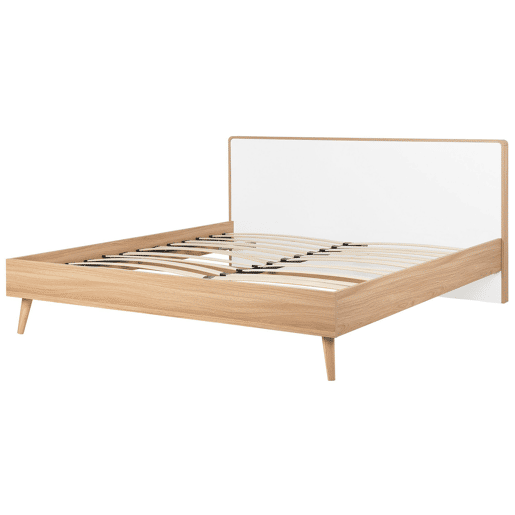 Cama com LED SERRIS 180 x 200 cm Castanho claro